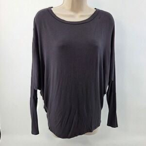 Moa USA Top Women Medium Gray Dolman Sleeve Boat Neck Stretch Minimalist Neutral